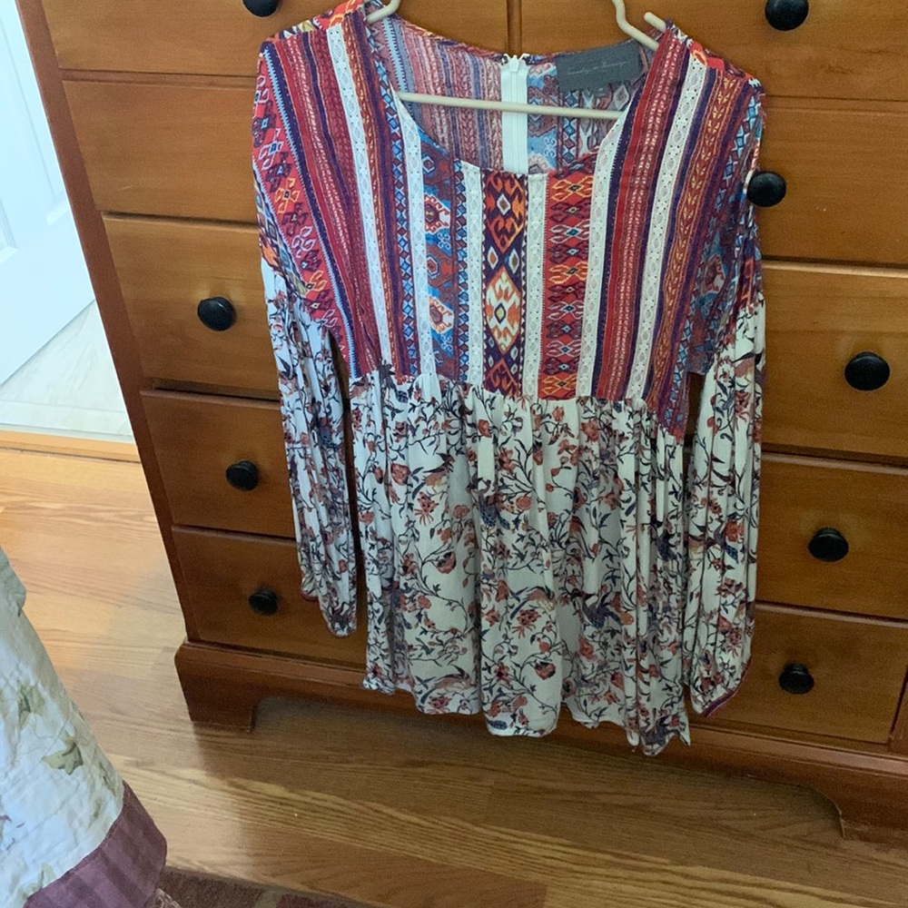 Multicolored blouse tunic with zip back